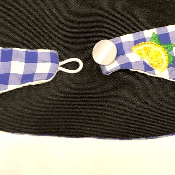 Talbots Womens Dress 22W Sleeveless Blue White Gingham Embroidered Lemons Lined - Picture 12 of 16